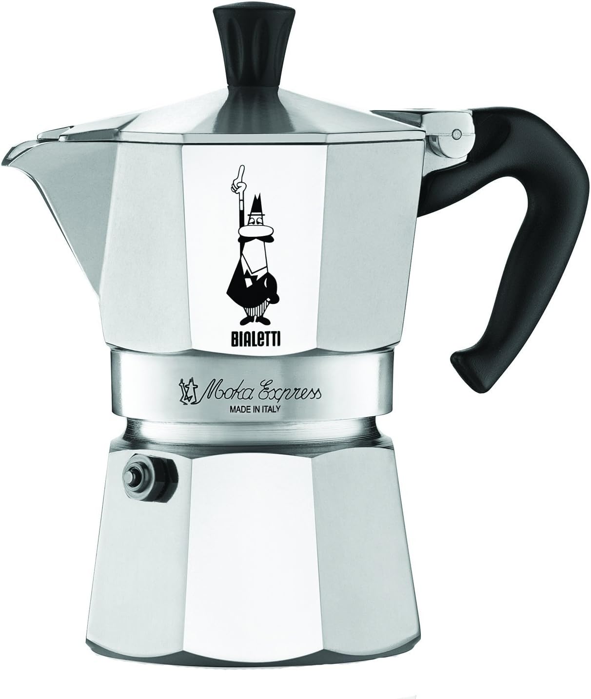Bialetti - Moka Express: Iconic Stovetop Espresso Maker, Makes Real Italian Coffee, Moka Pot 3 Cups (4.3 Oz - 130 Ml), Aluminium, Silver Aluminum Silver