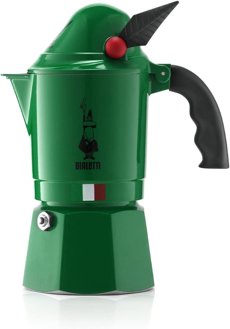 Bialetti Moka Express Alpina Stovetop Espresso Maker – Iconic Italian Moka Pot for Espresso Coffee, 3 Espresso Cups (4.3 oz / 130 mL), Aluminum, Green Moka Alpina