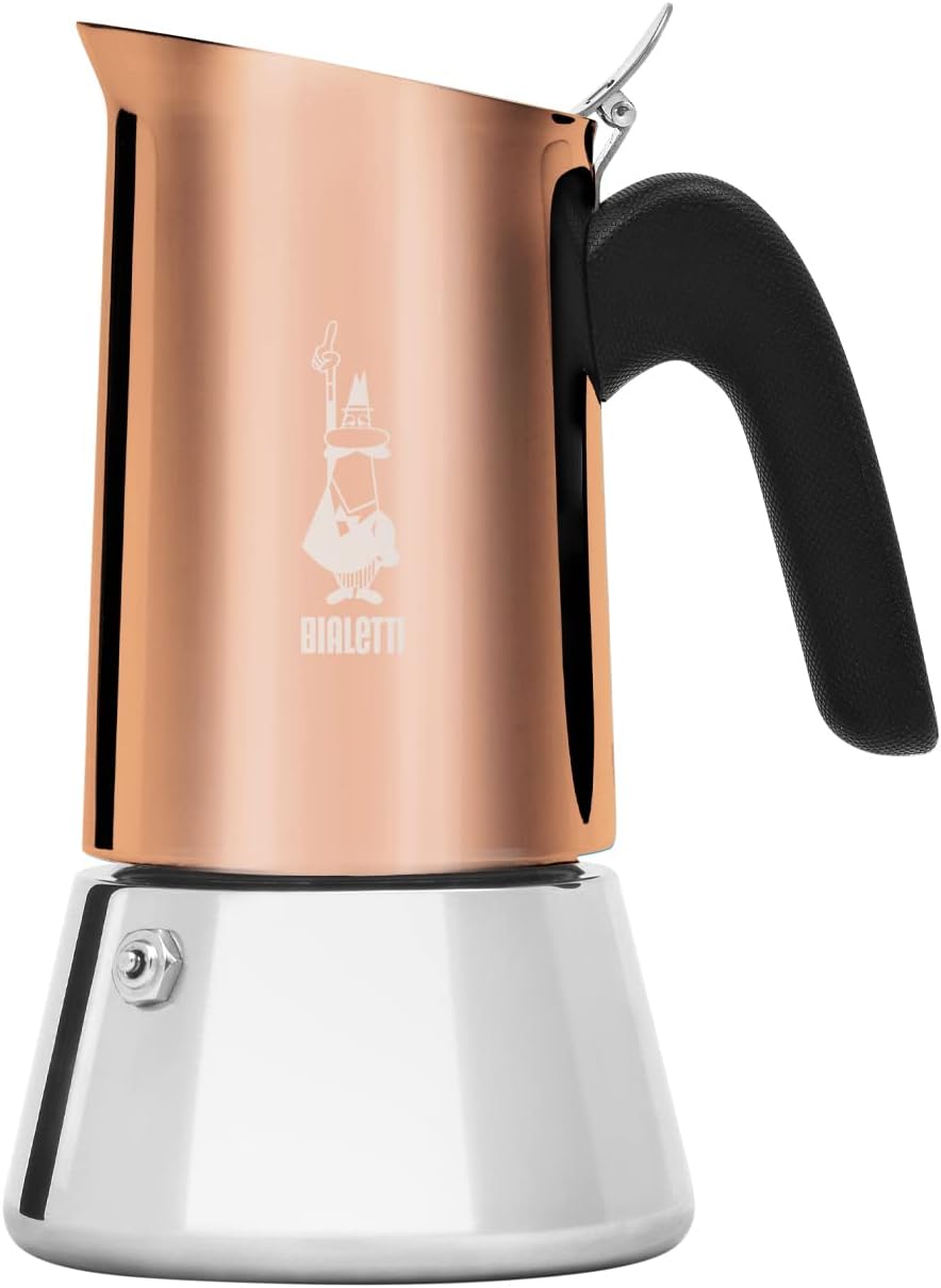 Bialetti - New Venus Induction, Stovetop Coffee Maker, Suitable for all Types of Hobs, 18/10 Steel, 4 Cups (5.7 Oz), Aluminum, Copper Copper Silver
