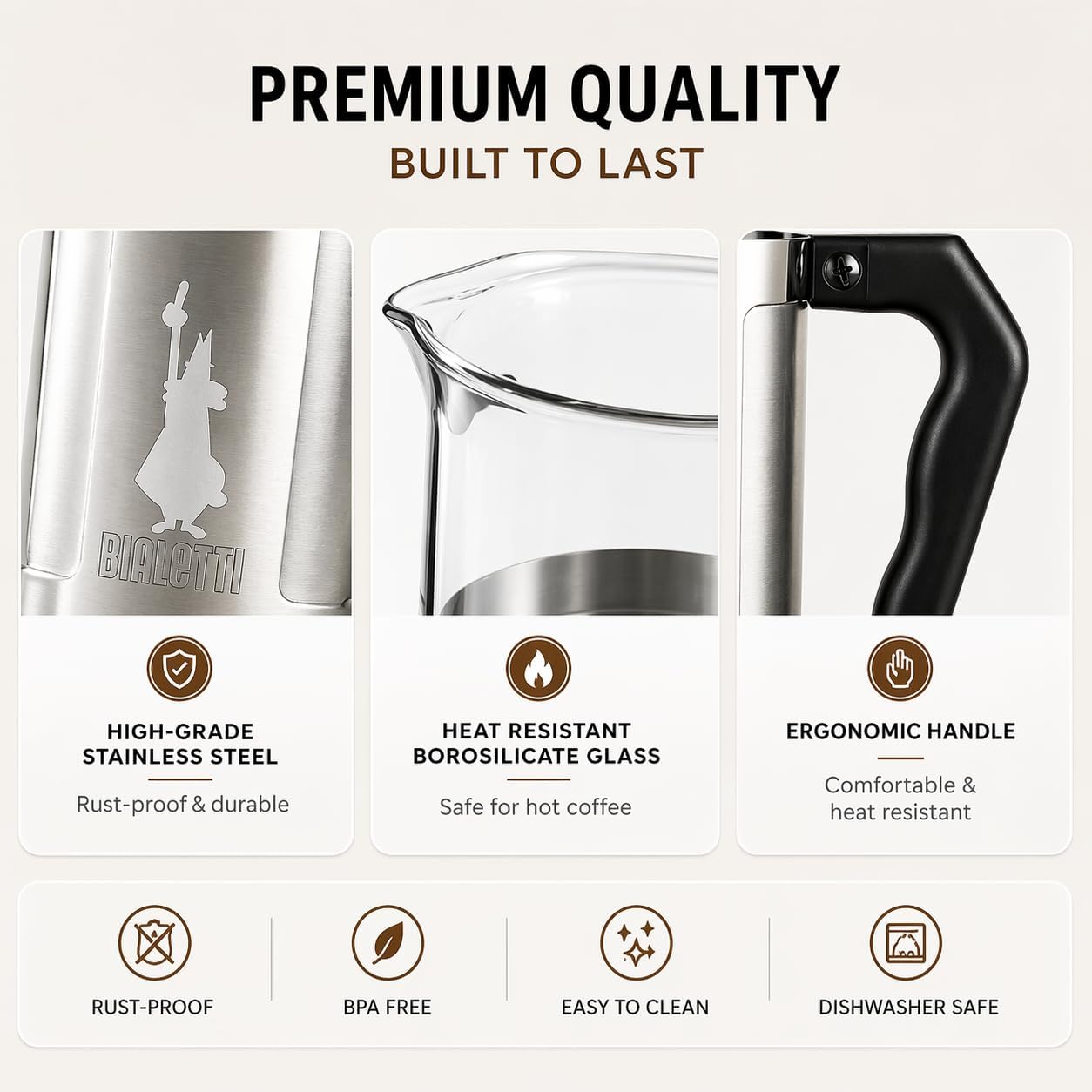 Bialetti Coffeepress French Press Coffee Maker, 8 Cup, Preziosa Stainless Steel (06852)