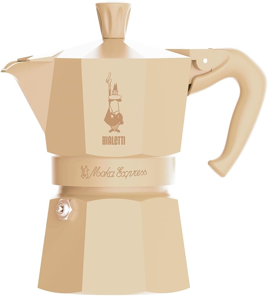 Bialetti Moka Express Stovetop Espresso Maker (Cream, 3 Cups)