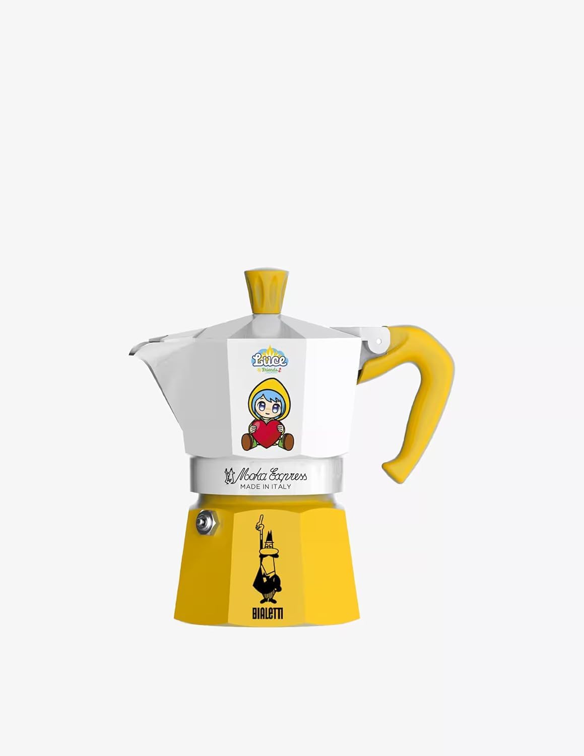 Bialetti Moka Express Iconic Italian Stovetop Espresso Maker (White/Yellow, 3 Cups)