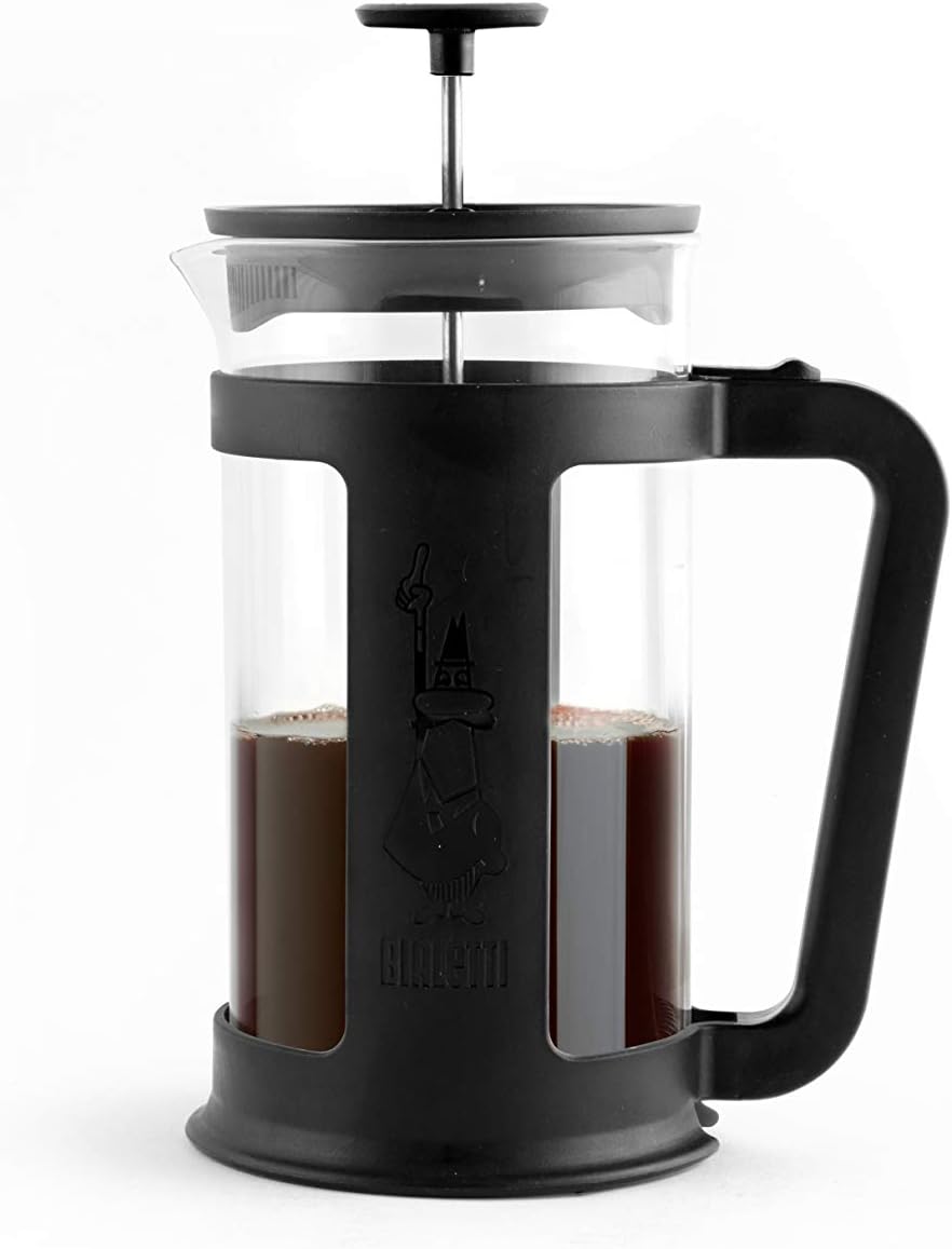 Bialetti Coffee Press Smart, French Press for coffee or tea, borosilicate glass container, dishwasher safe, 1 L - 34 Oz (8-cup), Black