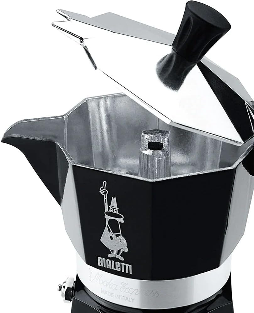 Bialetti Moka Express Iconic Italian Stovetop Espresso Maker (Black, 6 Cups)