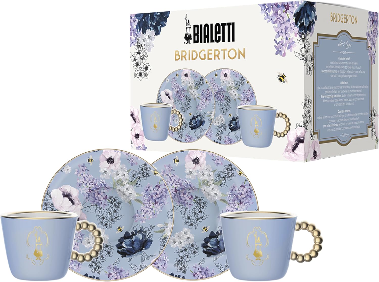 Bialetti - Bridgerton Mug set with saucers, Set of 2 - Official Netflix License