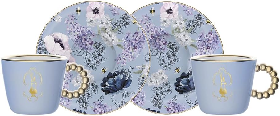 Bialetti - Bridgerton Mug set with saucers, Set of 2 - Official Netflix License