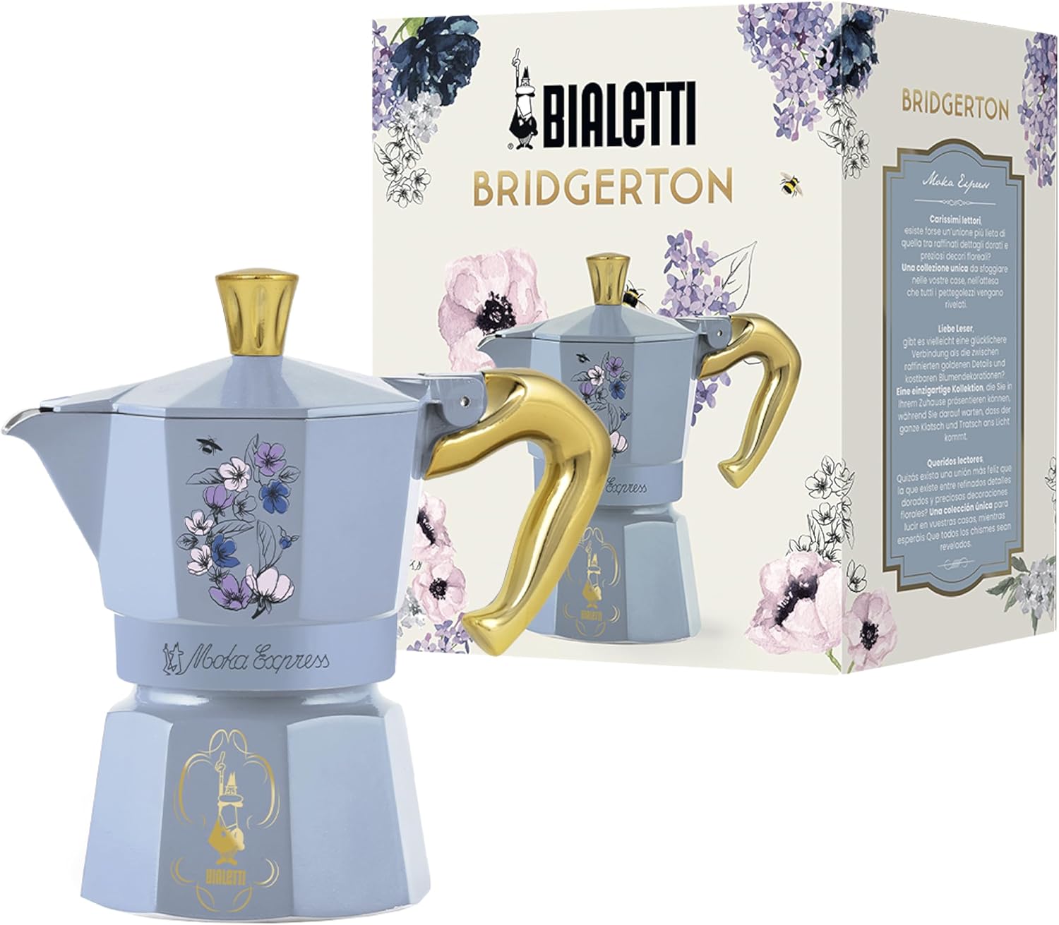 Bialetti – Moka Express Bridgerton: Iconic stovetop Espresso Maker – Official Netflix License, 3 Cups (4.3 oz.), Aluminum