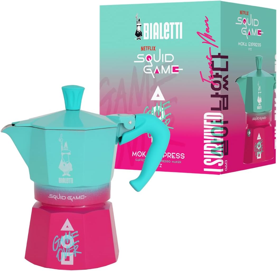 Bialetti Moka Express Squid Game©: Iconic Stovetop Espresso Maker, Moka Pot, Italian Coffee Maker, 3 Espresso Shots (4.3 oz - 130 ml), Aluminum