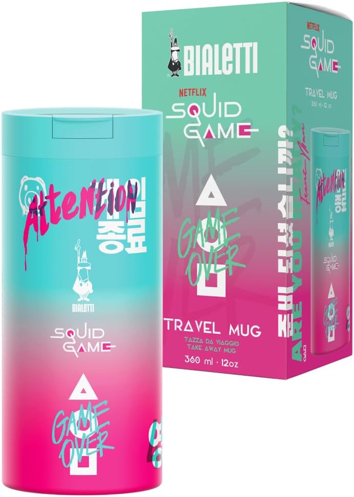 Bialetti Squid Game© Travel Tumbler - Double-Wall Stainless Steel, Thermal Insulated, 8 Hours Cold/4 Hours Hot, Perfect for Travel and Daily Use (12 oz - 360 ml)