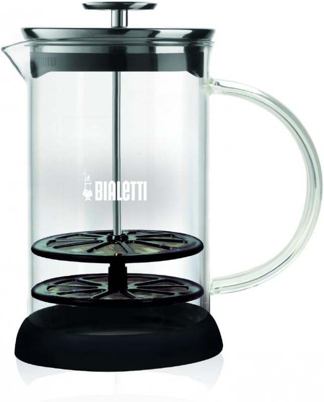 Bialetti 6703 Manual Glass Milk Frother, Silver