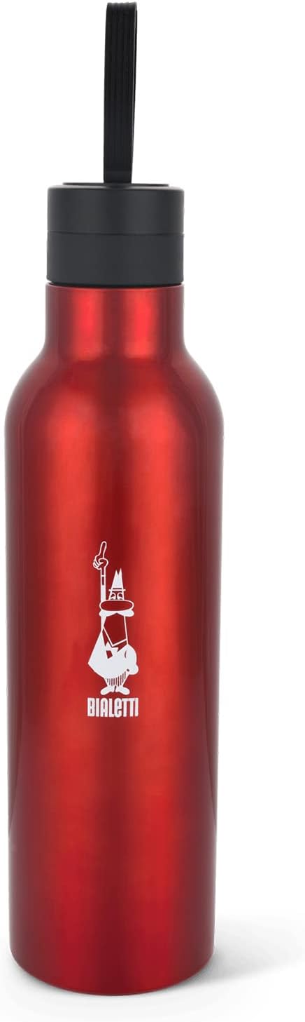 Bialetti - Stainless-steel Water Bottle 17oz: Double-Layered Vacuum Insulated, Keeps Drink Cold for 24 Hours and Hot for 12 Hours, Red